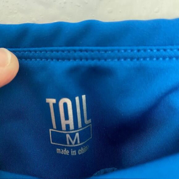 Tail Set Skort Top Short Sleeve Mock Neck Striped Polo Shirt Blue Skort Women M - Picture 8 of 12